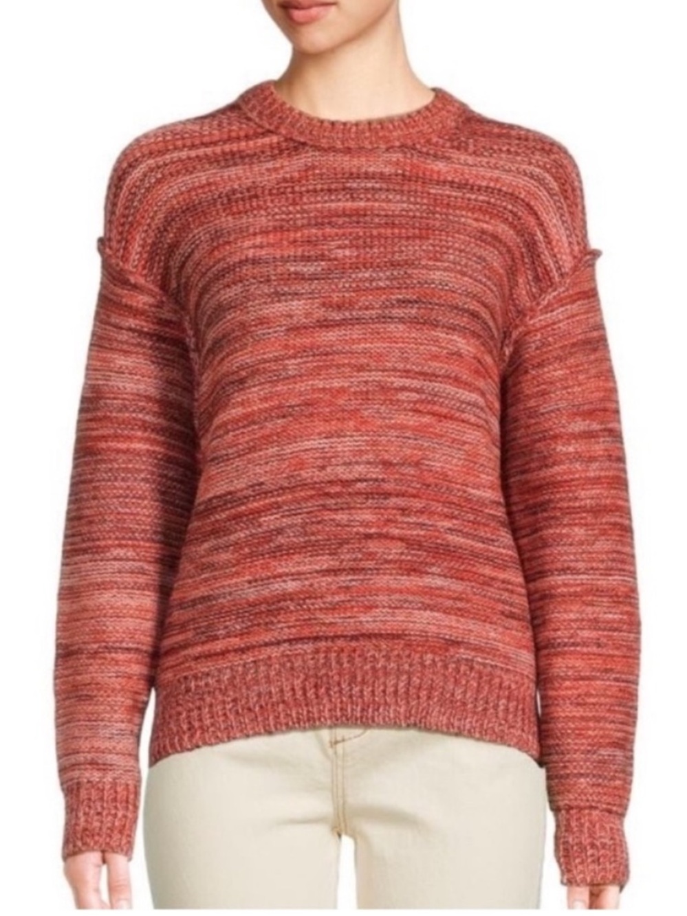UGG Medium Sweater Avianna Striped Wool Blend Sweater crewneck Salmon Pink NWT